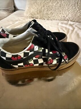 Vans Black Cherry Checkerboard Low-Top Sneakers